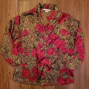 Victoria's Secrest leopard print and rose pajamas